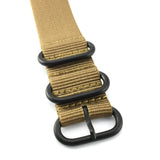 5-Ring Khaki Brown Military Nylon ZULU Strap (Black Ring) | Straps House