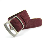 Premium Maroon Braided Perlon Watch Strap (Steel Buckle) | Straps House