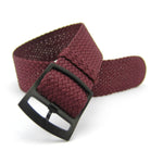 Premium Maroon Braided Perlon Watch Strap (Black Buckle) | Straps House