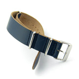 Blue Leather NATO Strap (Steel Buckle) | Straps House