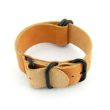 5-Ring Sand Leather ZULU Strap (Black Buckle) | Straps House