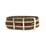 Military G10 NATO Strap, Brown Beige Green & Red (Steel) | Straps House