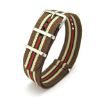 Military G10 NATO Strap, Brown Beige Green & Red (Steel) | Straps House