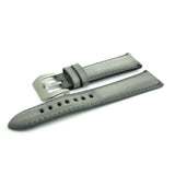 Ash Grey Leather Watch Strap (Steel Buckle)