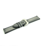 Ash Grey Leather Watch Strap (Steel Buckle)