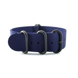 5-Ring Dark Blue Military Nylon ZULU Strap (Black Ring) | Straps House