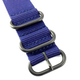 5-Ring Dark Blue Military Nylon ZULU Strap (Black Ring) | Straps House