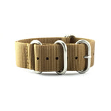 5-Ring Khaki Brown Military Nylon ZULU Strap (Steel Ring) | Straps House