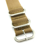 5-Ring Khaki Brown Military Nylon ZULU Strap (Steel Ring) | Straps House