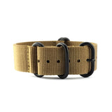 5-Ring Khaki Brown Military Nylon ZULU Strap (Black Ring) | Straps House