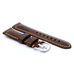 Vintage Brown Padded Leather Watch Strap | Box Stitched | Straps House