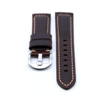 Burgundy Brown Padded Leather Watch Strap | Box Stitched | Straps House