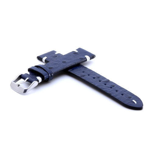 Navy Blue Ostrich Pattern Leather Watch Strap | Quick Release | Straps House
