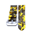 Yellow Camouflage Silicone Rubber Watch Strap with Pre-V Buckle | PAM Style Strap | Straps House