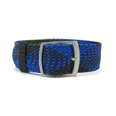 Premium Blue & Black Braided Perlon Watch Strap (Steel Buckle) | Straps House