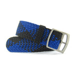 Premium Blue & Black Braided Perlon Watch Strap (Steel Buckle) | Straps House