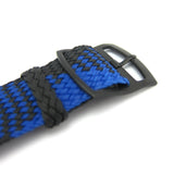 Premium Blue & Black Braided Perlon Watch Strap (Black Buckle) | Straps House