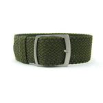 Premium Dark Olive Green Braided Perlon Watch Strap (Steel Buckle) | Straps House