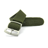 Premium Dark Olive Green Braided Perlon Watch Strap (Steel Buckle) | Straps House