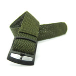 Premium Dark Olive Green Braided Perlon Watch Strap (Black Buckle) | Straps House