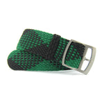 Premium Green & Black Braided Perlon Watch Strap (Steel Buckle) | Straps House