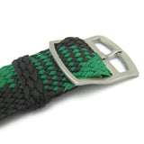 Premium Green & Black Braided Perlon Watch Strap (Steel Buckle) | Straps House