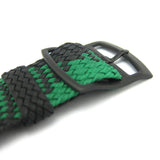 Premium Green & Black Braided Perlon Watch Strap (Black Buckle) | Straps House