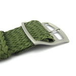 Premium Olive Green Braided Perlon Watch Strap (Steel Buckle) | Straps House