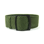 Premium Olive Green Braided Perlon Watch Strap (Black Buckle) | Straps House