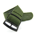 Premium Olive Green Braided Perlon Watch Strap (Black Buckle) | Straps House