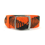 Premium Orange & Black Braided Perlon Watch Strap (Steel Buckle) | Straps House
