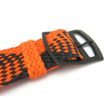 Premium Orange & Black Braided Perlon Watch Strap (Black Buckle) | Straps House