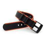 Seat Belt Nato Strap, Black & Orange (Black Buckle) | Straps House