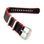 Seat Belt Nato Strap, Black & Red (Steel Buckle) | Straps House