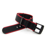 Seat Belt Nato Strap, Black & Red (Black Buckle) | Straps House