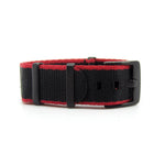 Seat Belt Nato Strap, Black & Red (Black Buckle) | Straps House