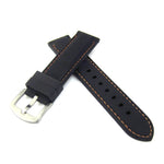 Black Silicon Rubber Watch Strap with Orange Stitching | Straps house