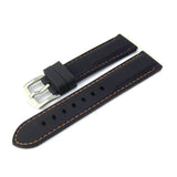 Black Silicon Rubber Watch Strap with Orange Stitching | Straps house