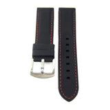 Black Silicon Rubber Watch Strap with Red Stitching | Straps House