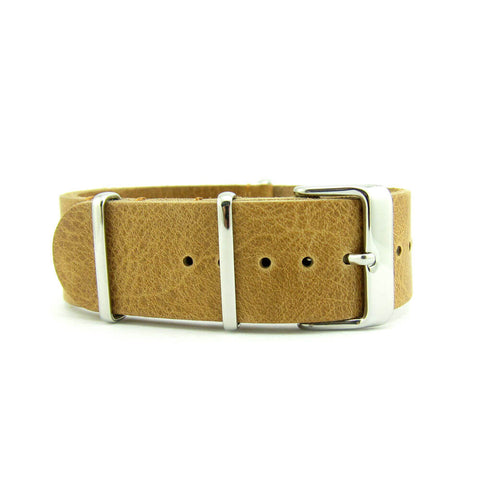 Camel Brown Leather NATO Strap (Steel Buckle)