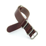 5-Ring Dark Brown Leather ZULU Strap (Steel Buckle) | Straps House