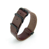 5-Ring Dark Brown Leather ZULU Strap (Black Buckle) | Straps House