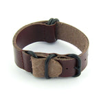 5-Ring Dark Brown Leather ZULU Strap (Black Buckle) | Straps House