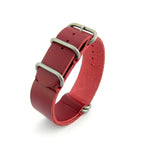 5-Ring Red Leather ZULU Strap (Steel Buckle) | Straps House