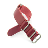5-Ring Red Leather ZULU Strap (Steel Buckle) | Straps House