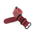 5-Ring Red Leather ZULU Strap (Black Buckle) | Straps House