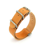 5-Ring Sand Leather ZULU Strap (Steel Buckle) | Straps House