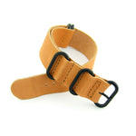 5-Ring Sand Leather ZULU Strap (Black Buckle) | Straps House