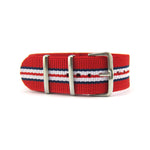 Military G10 NATO Strap, Red Blue & White Racing Stripes (Steel) | Straps House