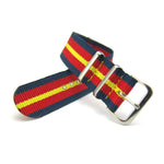 Military G10 NATO Strap, Blue Red & Yellow Stripes (Steel) | Straps House